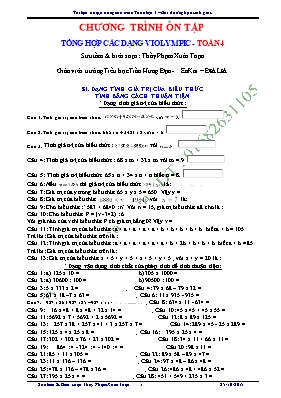 Một số dạng bài tập nâng cao Toán Lớp 4